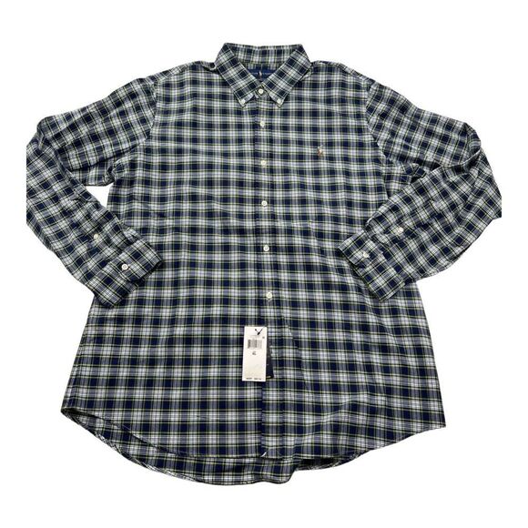 New Ralph Lauren Men US XL Blue Plaid Shirt Long Sleeve Classic Fit Button Down - Picture 5 of 5